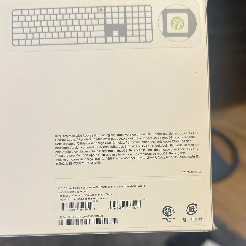 Apple Magic Keyboard with Touch ID - White
